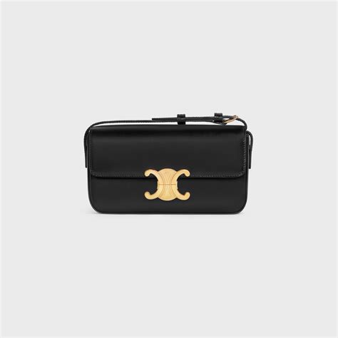 celine triomphe shoulder bag in shiny calfskin black|Celine the triomphe bag.